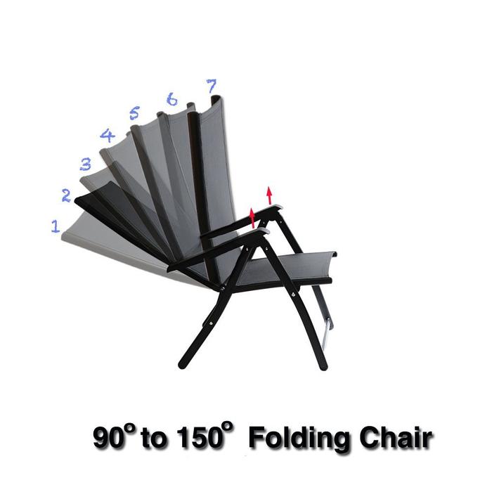 Heavy Duty Adjustable Reclining Folding Chair Outdoor Indoor Garden Pool Steel Camping Deck Backyard Chairs