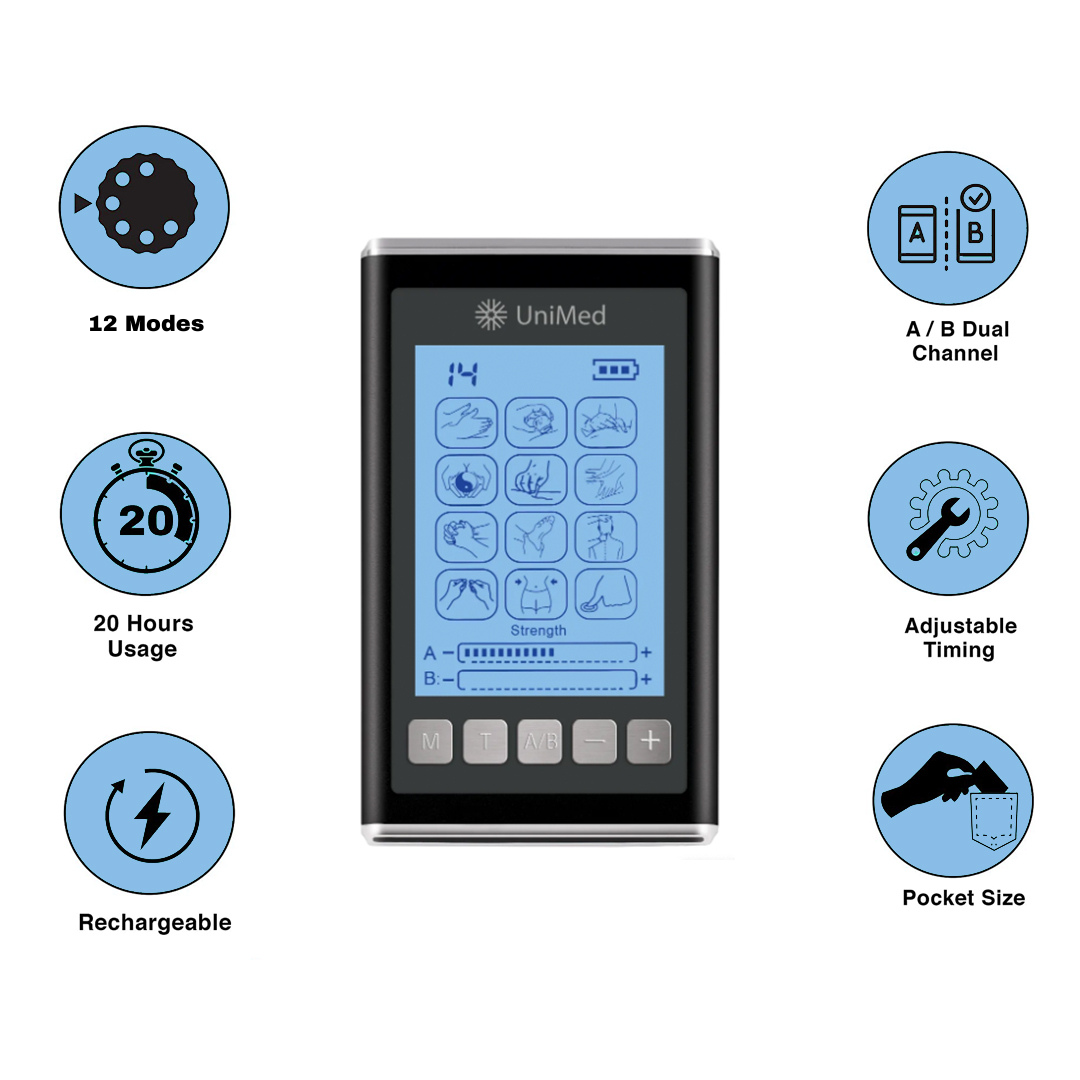 TENS Unit Combination Muscle Stimulator with 2 Channels, 10 Modes for Pain  Management and Rehabilitation for Muscle Relief of The Back, Neck, Arms